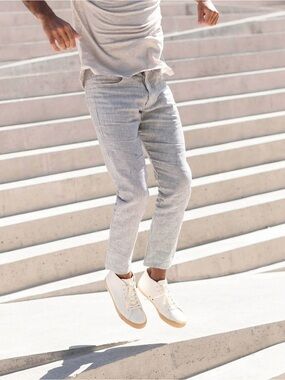 Alex Crane Linen Striped Men’s Chinos in Black & White 33